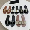 2022 Luxury Designer Sandals Rhinestone buckle slippers women's Flat latest fashion suede crystal genuine leather metal decorative women Sandal Flip Flops shoes