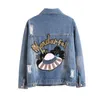 Kvinnors Jackor 2022 Höstrock Kvinnor Denim Jacka Loose Jean Oversized Bomber Kvinna Casual Coats OuterWear Plus Storlek 5XL P527