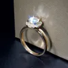 Transgems 1 CTラボ栽培Moissaniteダイヤモンドアクセント結婚指輪ソリッド14K 2トーンゴールド婚約女性バンドY200620