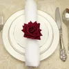 6pcs/lot Romantic Rose Napkin Rings Alloy Napkin Buckle Holder for Wedding Receptions Gifts Holiday Banquet Decoration 201123