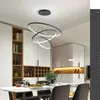 Modern LED 3 cirkelringar ljuskrona aluminium kropp hängslampa för mats vardagsrumslampa