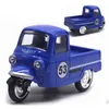 Mini legering plast trehjuling retro simulering tre hjulmotorcykel leksak diecast autorickshaw modell figur leksaker för barn gåvor 229498200
