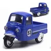 Mini simulação de triciclo de plástico de plástico de liga de três rodas MOTORCYCHET Toy Diecast Autorickshaw Modelo Figura Brinquedos para Crianças Presentes 227659632