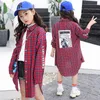 2019 Autumn Winter Long Shirts for 5 14 yrs Teenage Girls Plaid School Outfits Simple Ruffle Big Girl Tops Kids Clothes Blouse Y8932305