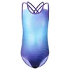 BAOHULU One-Piece Strap Ballet Leotard Gradient Blue Gymnastics Practice Costumes Children Tank Activewear Bodysuit