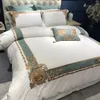 Oriental Embroidered Luxury Egyptian Cotton White Royal Bedding set Queen King size Hotel Bedding sets Duvet cover Bed sheet set T200706