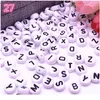 100pcs/lot 7x4mm A-z White Round Alphabet/ Letter Acrylic Loose Spacer Beads For Jewelry Making Diy Bracelet Acc qylrIu