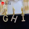 Hoop Huggie 1 PCS Gold Earrings Cubic Zirconia初期文字女性のためのMetal Small Fashion Jewelry 20211