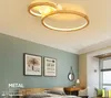 Nordique en bois LED plafonnier moderne salon chambre lampe personnalité créative ronde led plafonnier