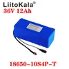 Liitokala 18650 36V 12AH Lithium Batteri Paket Cykelbatteri Inbyggd 20A BMS med 2A laddare