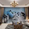 Paisagem estilo chinês personalizado foto cortina natural painel de drapeamento puro cortina de tule para a porta da sala de estar quarto lj201224