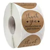 500PCS Roll 2inch Kraft Paper Thank You Handmade Round Adhesive Stickers Label For Holiday Gift Bag Business Decor