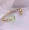 Fashion Real 18K Gold Plated Resin GreenPink Crystal Shell Cuff Bracelet Cuff Bangle Letter Chian Brand gift5998188