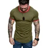 Yaz yeni tişörtleri erkek düz renk t-shirt rahat pamuk kısa kollu yuvarlak boyun t shirt koşucu spor kıyafetleri hip-hop1