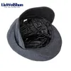 Liuweishun 2017 Men Winter Wool Beret Hat Flat Chaping Capen for Old Men Retro Earflap Hats Solid Full Chapeau Hats Bonnet Y200110
