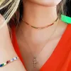 JUYA Trendy Rainbow Color Necklaces Delicate Cubic Zirconia Choker for Women Girls Jewelry Bohemian Tennis Chain for Lovers Gift