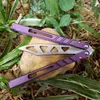 balisong viola AB D2 canale manico in titanio farfalla trainer training coltello boccola sistema Artigianato collezione di arti marziali knvies