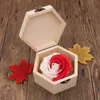 Kreative Valentinstag Log Geschenk Seife Blume Geschenkbox Muttertagsgeschenk Sechseck Holzkiste Valentinstag Dekoration DHL Kostenloser Versand