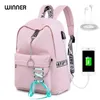 VINCITORE Donne Impermeabile Zaino USB di Ricarica Stampa Scuola Laptop Zaino Femminile Viaggio Quotidiano Mochila Bolsas Kawai Y201224