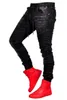 メンズジーンズ2022ヨーロッパアメリカの折りたたみスリムフィット男性滑走路モトバイカーファッションヒップホップスキニーブラック