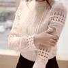 Women's Blouses & Shirts Women Floral Lace Button Down Long Sleeve Casual Solid Work Tee Shirt Blouse Top High Quality Dropshiping 2021 WY42