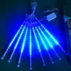 LED Meteor Lights Douche imperméable Pluie 8 Tube LED String Lights 30CM Décoration de jardin d'arbre EU US UK Plug in Holiday Lighting 201130