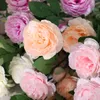 Simulation de pivoine en soie, 3 têtes, fausses fleurs pour mariage, décoration de maison, rose, blanc, rouge