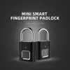 Mini Lås upp uppladdningsbar Smart Lock Keyless Fingeravtryckslås Anti-stöld Säkerhet Hänglås Dörr Bagagelås Liten Box Y200407