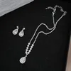 Diamond Zircon Necklace and Earrings 2 Piece Wedding Jewelry Set