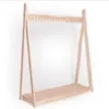 Creative solid wood floor hanger multi hole bedroom clothing store display rack show double hanging central shelf