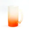 Groothandel! 16Oz sublimatie handvat gradiënt frosted glazen rechte hand diy multi-color wijnglazen warmteoverdracht wijn Tumblers bier cups 8 kleur mokken A12