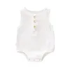 Sommarbarn Baby Boys Girls Rompers Ärmlös Nyfödd Romper Solid Färg Jumpsuit Casual Kids Kläder 20220303 H1