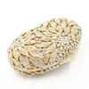 Goud Metalen Bladeren Witte Kristallen Avond Clutch Bags Luxe Vrouwen Wedding Party Purse Ball Handtassen Strass Mini Minaudiere Q1113