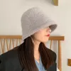 Winter Women's Fashion Solid Color Fur Hat Bucket Cap Fisherman's Hat Retro Knitted Wool Basin Bucket