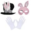 Kids Plush Costume Performance Bowknot Party Hat Bunny Ears Gift Cute With Checkered Funny Topper Rabbit Easter Velvet W2