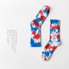 Stars Tie-Dyed Mid Tube Socks Ins Street Fashion Couple Socks For Men Big Children Cotton Skateboard Hiphop Sport Basketball Socks M3007