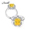 AINUOSHI 3 Carat Yellow Stone Halo Ring Simulated Diamond Engagement Wedding Sterling Silver Ring Jewelry Women zilveren ring Y200107