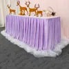 Chiffon Organza Wedding Table Skirt for Table Cloth Party Wedding Birthday Party Baby Shower Banquet Decoration Table Skirting 201274a