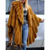 Faux Fur Kurtka Kobiety swobodny luźne swetra ciepła ciepła warstwa stała kolor długi elegancki damski płaszcz mody s-5xl 220118