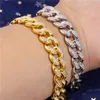 12mm haute qualité or argent couleurs Bling clair CZ pierre cubaine chaînes colliers Bracelet bijoux chauds cadeau pour un ami