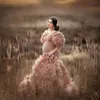 2022 Mermaid Prom Dresses Mermaid Puff Sleeve Pregnant Women Evening Dress Ruffles Pleat Maternity Gowns for Photo Shoot