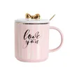 Tazza da caffè per studenti con tazza in ceramica con fiocco rosa Girl Cute T200506