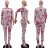 Pantalones micro-acampanados plisados slim-fit de dos piezas de moda para mujer con efecto tie-dye