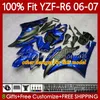 Инъекция синего запаса BLK BLORD Body для Yamaha YZF R 6 600 CC YZF-R6 YZF600 2006-2007 Moto Body Word 98NO.90 YZF R6 600CC YZFR6 06 07 YZF-600 2006 2007 OEM обтекатель на 100%