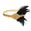 Fashion Party Flapper Feather Fabband con rhinestones nero Paillettes copricapo in cristallo perline perline a mano accessori da sposa