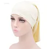 Tre modi di indossare le donne musulmane elasticizzate Latte tagliuzzato Bandana traspirante Night Sleeping Turban Hat headwrap Bonnet cap chemio