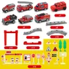 Brandbekämpning Elektrisk City Rail Car Building City Toy Set, Toddler Track Toy, med bil, lastbil
