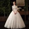 Hair Bride Main Bröllopsklänning 2022 Ny Luxury Lace Kinesisk stil Ställ Krage Stor storlek Medium Ärm Knot