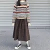 2 cores estilo japonês cintura elástica alta saias longas mulher outono inverno xadrez a linha plissada mulheres (x1078) 220224