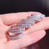 Choucong Unieke Gloednieuwe Luxe Sieraden 925 Sterling Zilver Princess Cut White Topaz CZ Diamond Gemstones Eternity Women Wedding Band Ring